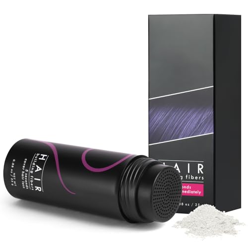 LOPHE Polvo de Fibra Capilar, 25g Fibras Capilares Hombre y Mujer, Polvo Voluminizador Pelo Hombre, Polvos para el Pelo, Relleno Capilar Instantaneo para Disimular Calvicie (Blanco)