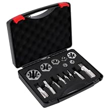NPT Pipe Tap and Die Set, Hex Die Set 1/16", 1/8", 1/4", 3/8", 1/2", 3/4" and 1", 15pcs High Speed Steel Taps & Dies with Storage Case
