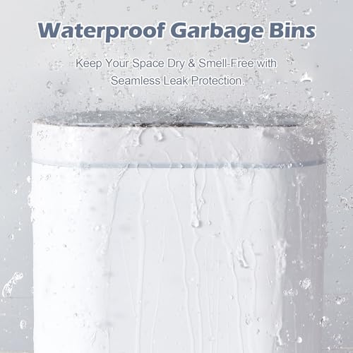 Image of ELPHECO Bathroom Trash Can with lid - Waterproof Sensor Trash Bin, 10 Liter Motion Sensor Trash Can, Slim Garbage Bin Bathroom Decor (White, 2 + 2.5 Gallon)