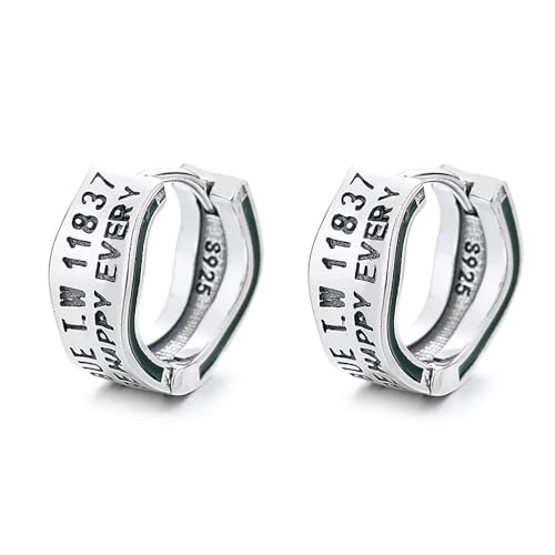 Boucles d'oreilles créoles en argent sterling oxydé pour hommes et femmes