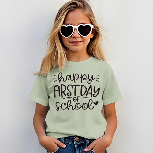 Image of Girls Boys Happy First Day of School Shirts Kid Back to School T-Shirt Kindergarten 1st 2nd Grade Outfits Tees Tops