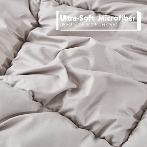 Hig Light Khaki All-Season Reversible Down Alternative Quilted Comforter - Lightweight - Breathable Microfiber Fill - Corner Duvet Tabs - Box Stitched - Machine Washable - Full/Queen Size #TOP3