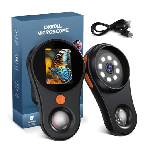 Digital Microscope Handheld 2.0 inch IPS Color Screen,Portable Digital Magnifying Glass 500x,Marco Microscope for Kids,Built-in 8LED Lights,USB Compatible with PC Windows, Mac OS