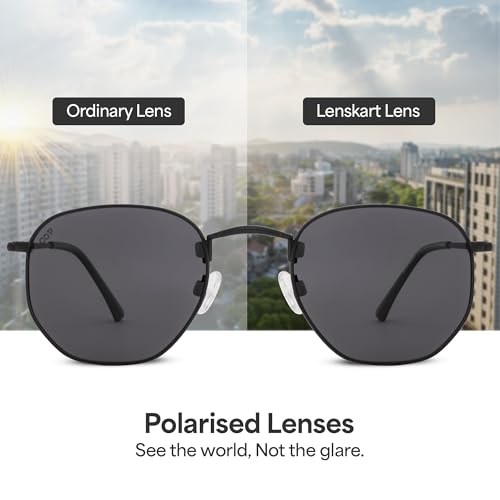 Image of VINCENT CHASE EYEWEAR Polarized and 100% UV Protected | Branded and Stylish Sunglasses | Matte Black - Grey Full Rim Round | For Men & Women | Medium | VC S18682