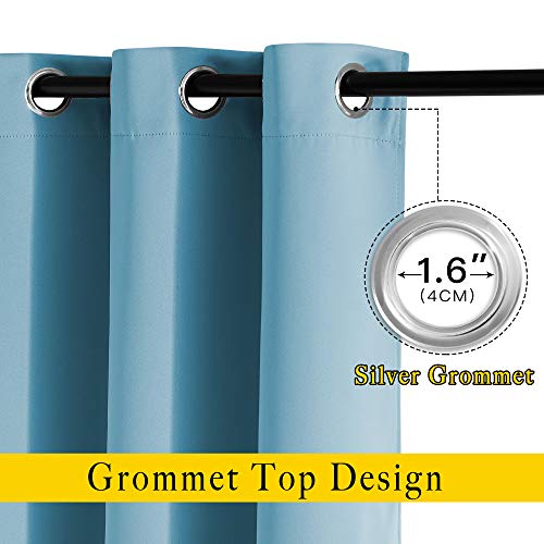 Image of NICETOWN Bedroom Blackout Curtains and Drapes - Window Treatment Thermal Insulated Solid Grommet Blackout Draperies for Living Room (Set of 2 Panels, 52 by 95 Inch, Teal Blue)