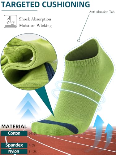 Image of Women's sports ankle socks,moisture wicking,for running,non slip athletic socks with arch support,6 pack