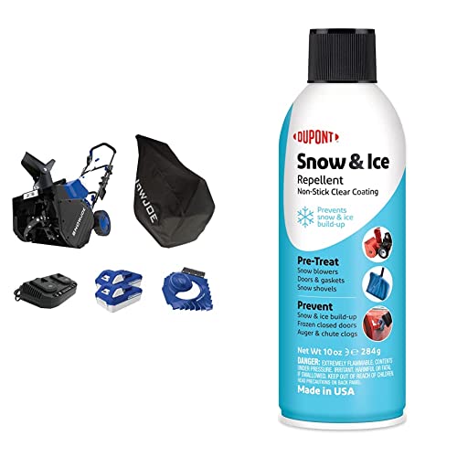 Snow Joe 24V-X2-Sb18-Tv1 24-Volt Ion+ Snow Blower Bundle, W/ 2 X 4.0-Ah Batteries, Dual Port Charger, Cover, Ice Dozer & Dupont Teflon Snow And Ice Repellant, 10-Ounce #TOP22