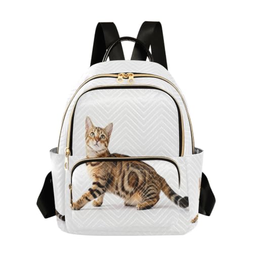 Flâne de magasinage avec le sac à dos femme à pois Chat du Bengale grande capacité décontracté