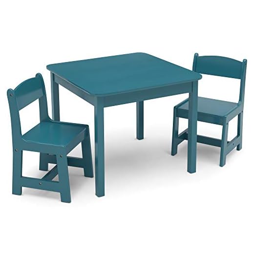 Delta Children MySize Kids Wood Table and Chair Set (2 Chairs Included) - Ideal for Arts & Crafts, Snack Time, Homeschooling, Homework & More, Greenguard Gold Certified, Teal
