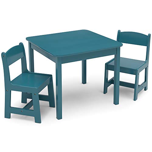 Delta Children MySize Kids Wood Table and Chair Set (2 Chairs Included) - Ideal for Arts & Crafts, Snack Time, Homeschooling, Homework & More, Greenguard Gold Certified, Teal by Delta Children - Used condition - US$57.96
