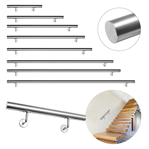 Rampe d'escalier en acier inoxydable Lospitch de 180 cm avec support mural complet - 3