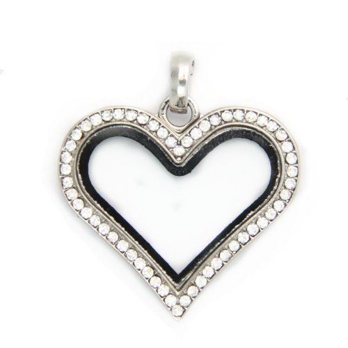Jojo & Lin Magnetic Floating Locket Charm 30Mm Medium With Snake Chain (Silver Crystal Heart) #TOP1