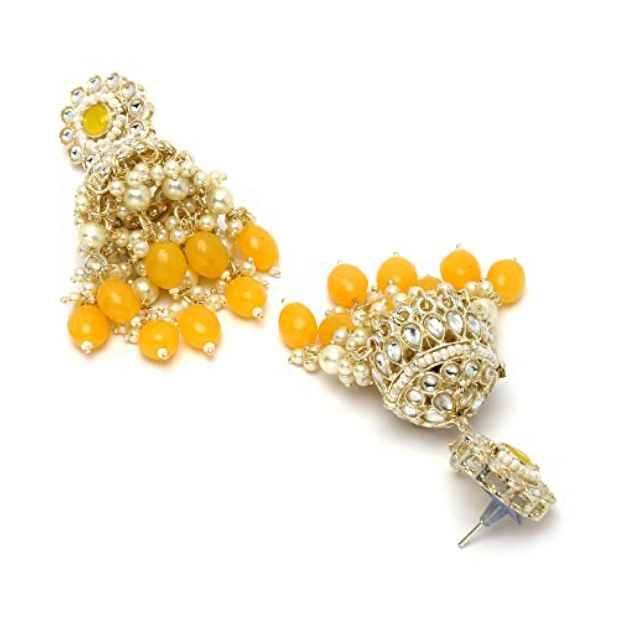 Elegant Flower Shaped Kundan Jhumka Earrings