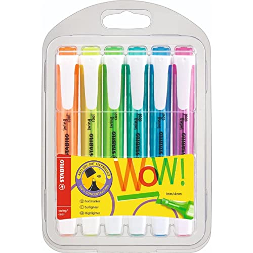 Marca Texto Swing Cool, Stabilo, Estojo com 6 Unidades Cores Fluorescentes, Sertic 33.0600, Stabilo