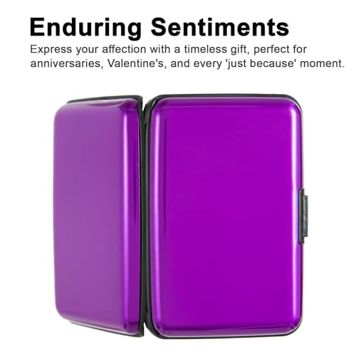Image of Credit Card Holder Small RFID Blocking Wallet Business Metal Slim Mini Aluminum Hard Case for Women Men, Vibrant Purple, small, Minimalist, Compact, American