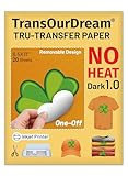 TransOurDream NO Heat Transfer Paper for Dark T Shirts (20 Sheets, 8.5x11'), Printable Heatless Transfer Vinyl for Inkjet Printers, Removable Transfers for Dark Fabrics