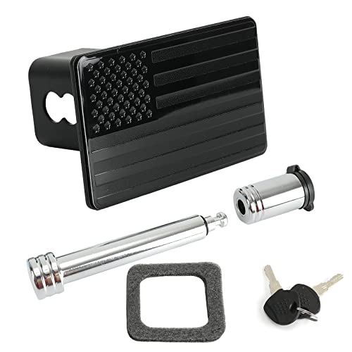 Winunite American Flag Hitch Cover For 2 Inch Receivers Heavy Duty Tow Hitch Covers With Locking Pin Black 2'' Trailer Hitch Plug For Trucks Pickup Suv Cars #TOP7