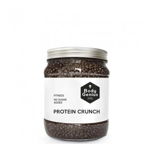 Body Genius PROTEIN CRUNCH (Chocolate Negro). Bolitas de proteína recubiertas de chocolate negro sin azúcar. 500 gr