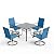 5 Pieces Patio Dining Set, Outdoor Table and Chairs Set for 4, Patio Table with Umbrella Hole, Square Metal Dining Table with 4 Textilene Swivel Dining Chairs for Garden Deck Backyard Porch Balcony