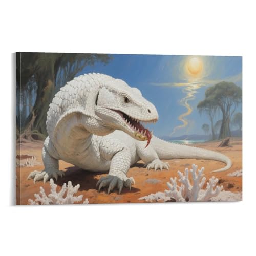 EMYXPAQM Stampa Di Komodo Dragon Su Tela Quadri Su Tela Sfondo Decorativo Per Soggiorno Camera Da Letto Ristorante Idea Regalo 16x24inch(40x60cm)