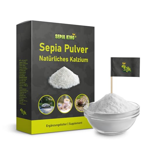 Sepia King - Sepia-Pulver - Kalzium für Schildkröten, Bartagame, Reptilien - gemahlene Sepiaschalen - Futter Bestäuben, Insekten - Futterkalk, Kalk Terrarium - 50g