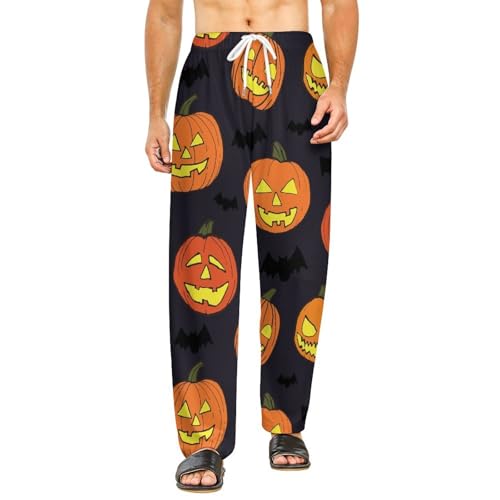 Pantalon de nuit citrouille Halloween pour femme avec poches de rangement