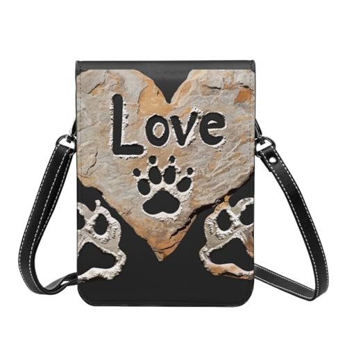 Lover Dog Paw Printed Crossbody Cell Phone Bag for Women Men, Small Leather Cell Phone Purse Wallet, Hold Two Phones4