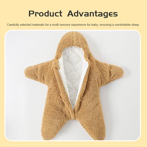 Image of Baby Starfish Onesie, Thick Imitation Fleece Starfish Newborn Romper, Infant Footie Jumpsuit Winter Warm Outfits(Blue,0-2 Months)