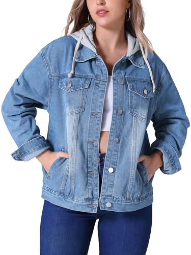 Women's Denim Jacket with Hood Oversized 2025 Fall Casual Hooded Jean Jacket