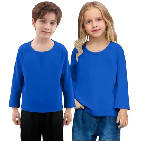 2 Pack Toddler Girls Cotton T-Shirts Kids Soft Casual Crewneck Top Boys Basic Solid Long Sleeve Tees for 1-11 Years3