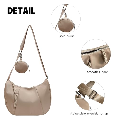 Image of Crescent Shoulder Bag for Women Nylon Crossbody Purses Trendy Hobo Bags Medium Sling Bag Travel Slouchy Dumpling Bag