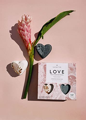 La Salt Co Bath Bomb Love Gift Set, Crystal Heart-Shaped Bath Bombs, Set Of 4 | Jasmine, Vanilla, Plumeria + More | Made With Natural Ingredients + Pure Essential Oils, Cruelty-Free, Made In Usa #TOP5
