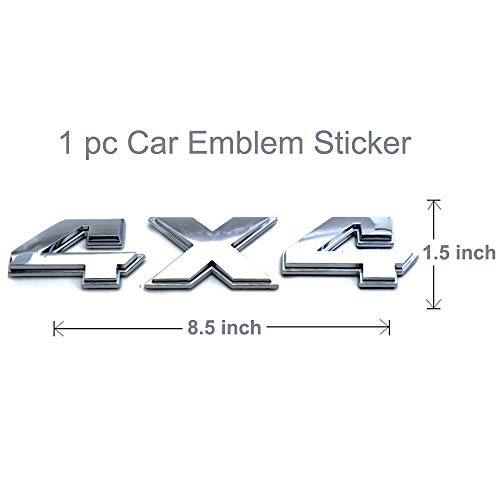 Image of 8.8 Inch 4x4 Emblem Sticker,1Pack Car Badge Chrome Decals Sticker Replacement for Dodge Ram 1500 2500 3500,Jeep Grand Cherokee Compass Wrangler and Truck Decals (Silver)