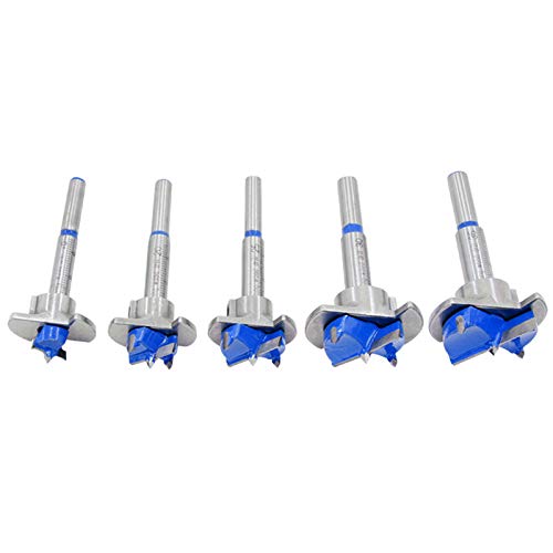 RanDal Set di punte da trapano da 5 pezzi Forstner 15 20 25 30 35Mm Troncatrice per coclea per legno Chiave esagonale Foro per la lavorazione del legno Sega per elettroutensili Blu - 1#