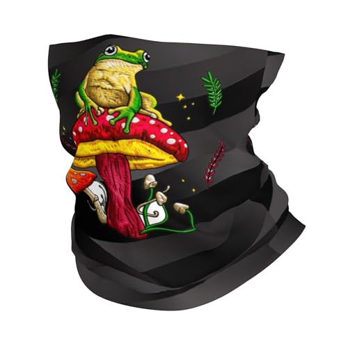 EWIDJOSKNZ Frog Sitting On A Mushroom Neck Gaiter Face Mask Balaclava Protection Breathable Bandanas Scarf Face Cover For Men Women