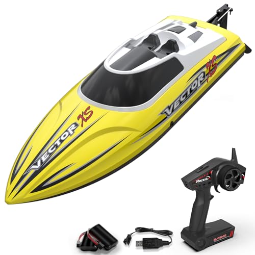 VOLANTEXRC RC Boat 20MPH Fast RC Boats for Adults 2.4Ghz Remote Control Boat for Pools and Lake with 2 Rechargeable Batteries Toys Gifts (Yellow)