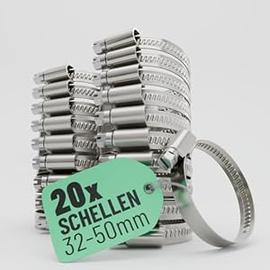 Greate 20x Edelstahl Schlauchschellen 32-50 mm