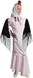 Gojoy shop - Disfraz de Chulapa Madrileña para Niñas, Contiene: Vestido, Mantón, Pañuelo, Clavel y Mochila de Cuerdas. (2 colores y 8 tallas diferentes.) (ROSA EXCELENCIA, 3-4 AÑOS)