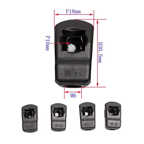 JINGLINGKJ 10MM Ball Socket Nylon End M8 Screw Bolt M6 Bent Female Thread Detachable Lift Support Joint Connector End Fitting Bearing Joint 4pcs (4 Pcs M6 Thread) - Image 2