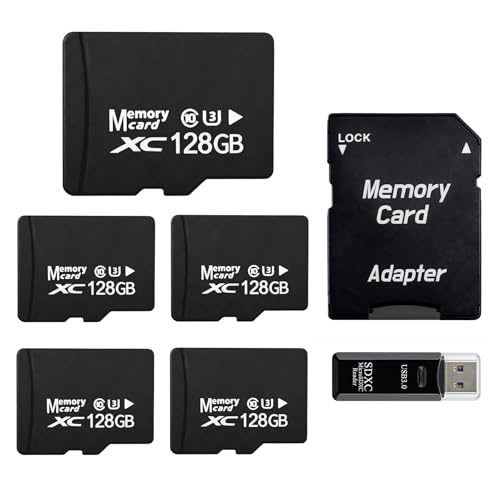 TIDEFORCIX 5-Pack 128GB Micro SD Card for Dashcam & Security Cam U3 V30 A1