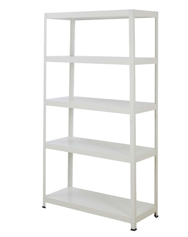 Bigdug White Steel Garage Shelving | 1800H X 1000W X 400D Mm | 5-Tier Shelving Unit | 450Kg Per Bay Udl | 90Kg Load Per Shelf | Adjustable Shelves