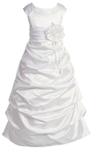 Kid Collection Girls Sophisticated Satin Flower Dress