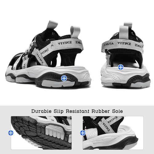 Image of JMFCHI Boys Girls Kids Closed Toe Sports Sandals Summer Water Shoes | Little /Big Kid,Comfortable lightweight,Non-slip soft sole,Hook-and-loop closure,Easy wear,Anti-collision toe,Daily casual