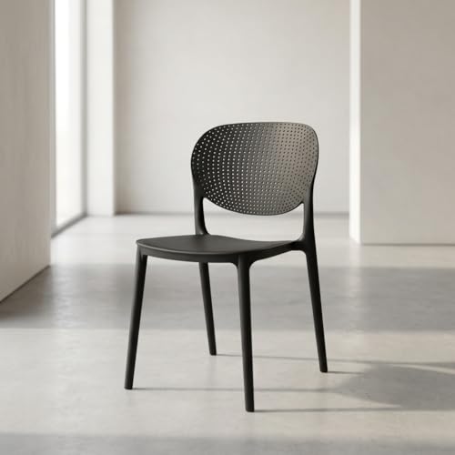 Image of INNOWIN Casper Stackable Arm Chair | Accent Chair for Living Room Home, Bedroom, Cafe and Hotels | 3- Year Warranty | Plastic | Black