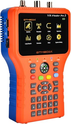 GT MEIDA V8 Finder Pro Sat Finder Rilevatori di satellite TV satellitare Singal finder meter digitale DVB-S2X/S2/S/T2/T/C satelite Misuratore riconoscimento H.265 HD Con Display LCD Da 4.3