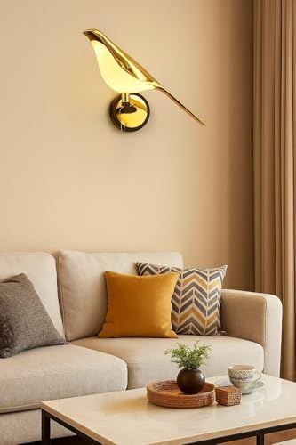 Image of FILLISKA Luxurious Acrylic Crystal Wall Lamp with Adjustable Colour Changing Function, Elegant Finish (FrenchGold Bird-D11)(1 Year Warranty)