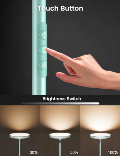 Image of UFO LED Torchiere Floor Lamp with RGB Ambient Light, 42W 3700LM Bright Dimmable Sky Lamp,71in Modern Tall Standing Lamp with Remote Touch Control&Timer,for Living Room Bedroom Office Gaming Room,Blue