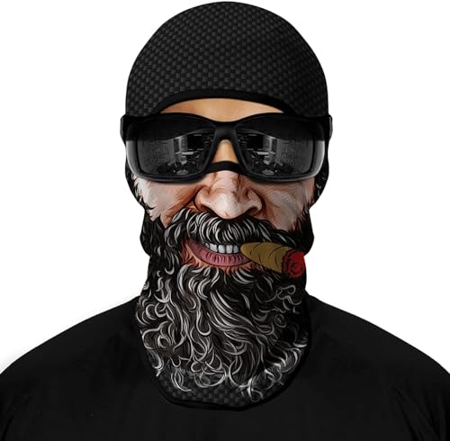 wiut 3D Full Face Balaclava Mask Breathable Motorcycle Helmet Liner Go Karting & Motorbike Face Mask Skull Print UV Protection Windproof Neck Warmer for Men Women (UK Alpha One Size A)