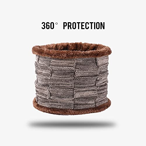 Conjunto de de gorro e cachecol de malha de inverm forro de lã grossa gorro quente tela sensível ao