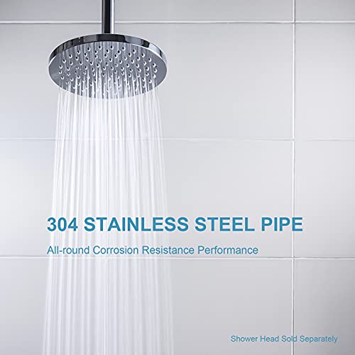 Offo Shower Arm With Flange 3 Inches Ceiling Mount Replacement Rain Shower Head Straight Arm Ceiling-Mounted For Fixed Shower Head & High Pressure Rain Chrome #TOP2